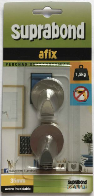 Perchas autoadhesivas circulares de acero inoxidable - 35 mm - 2 unidades