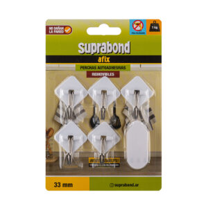 Perchas autoadhesivas removibles bancas - 33 mm - 5 unidades