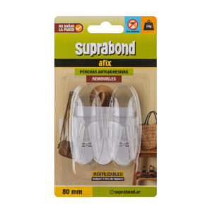 Perchas autoadhesivas removibles transparentes - 80 mm - 2 unidades