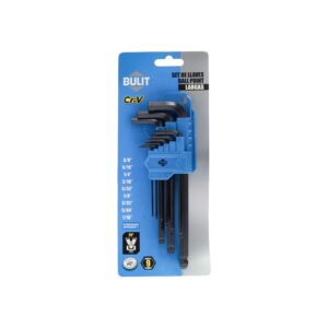 Set de llaves ball point largas 9 piezas (mm y pulgadas) - cromo vanadio